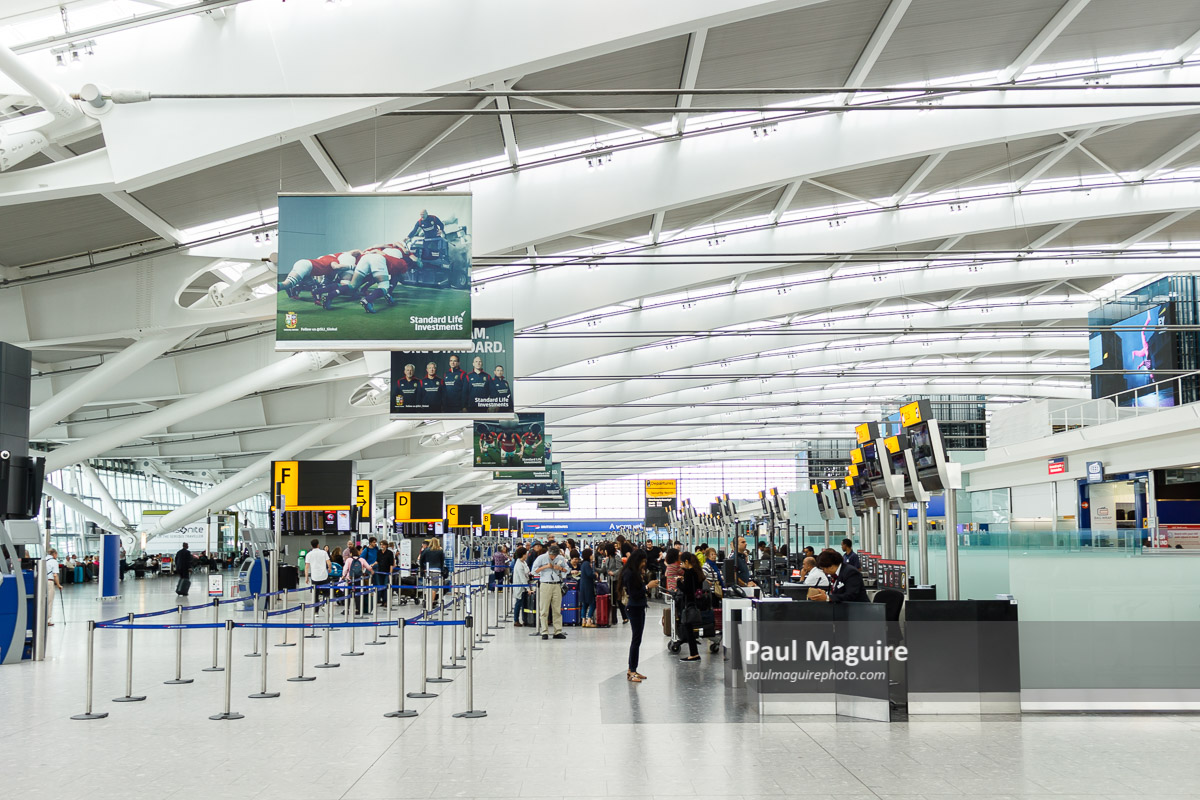 Stock photo Heathrow Airport check in desks Paul Maguire