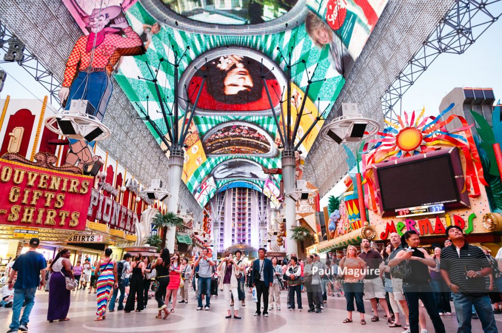 Buy a photo of Fremont Street Experience and Pioneer Cowboy Las Vegas