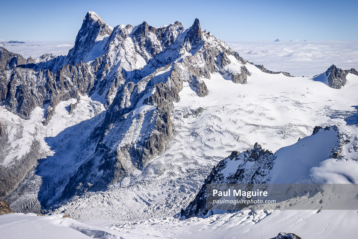 Mer de Glace glacier and Grandes Jorasses, French alps, France