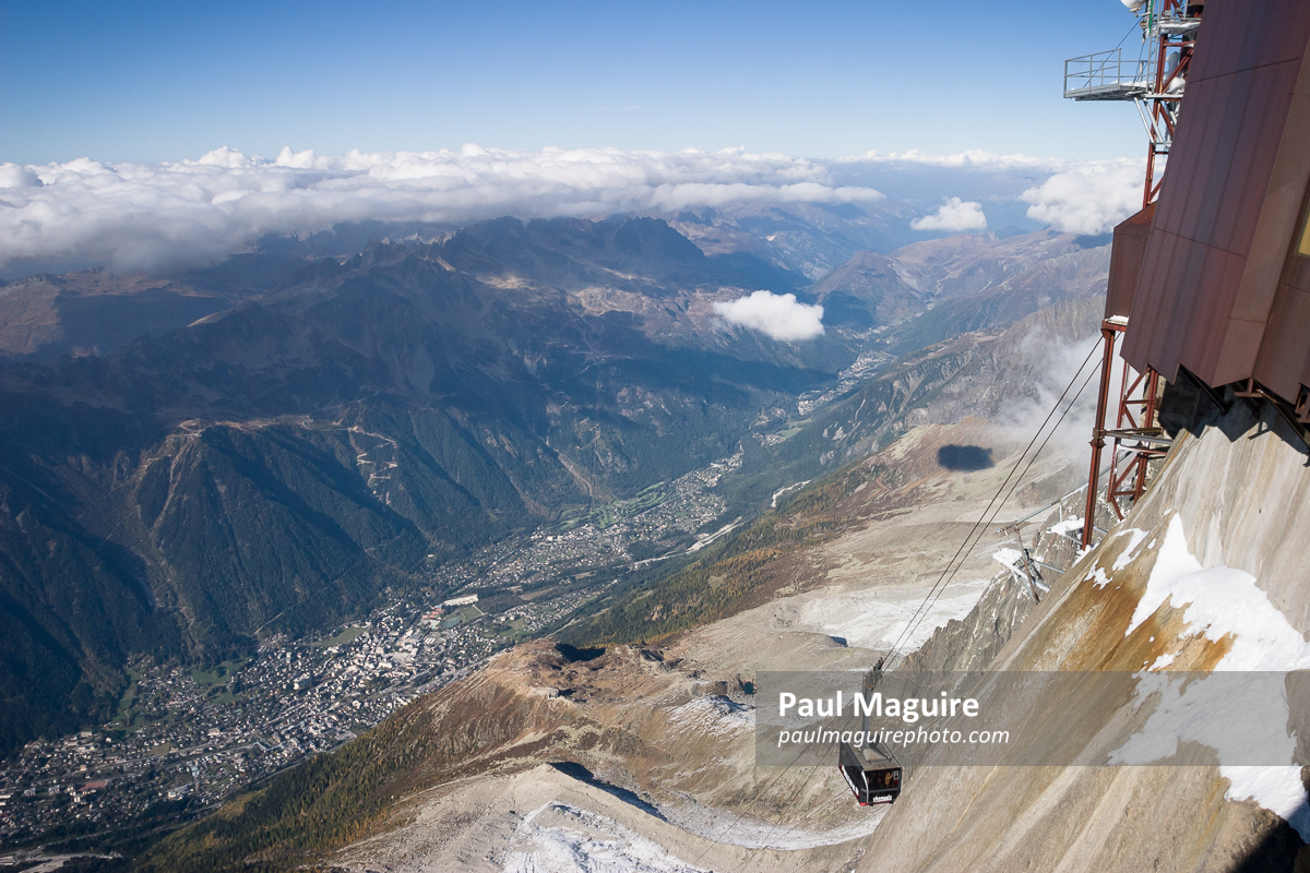 Chamonix, French Alps, from Aiguille du Midi cable car, France