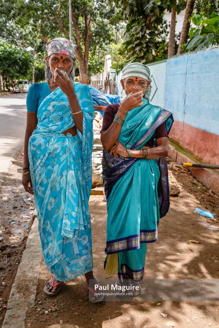 Indian women drinking tea