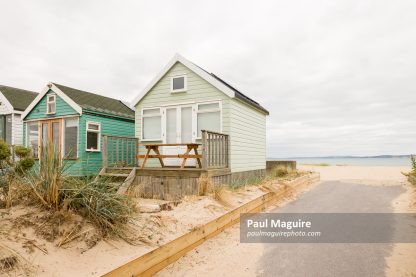 Beach huts at the seaside, Hengistbury Head, Dorset, UK