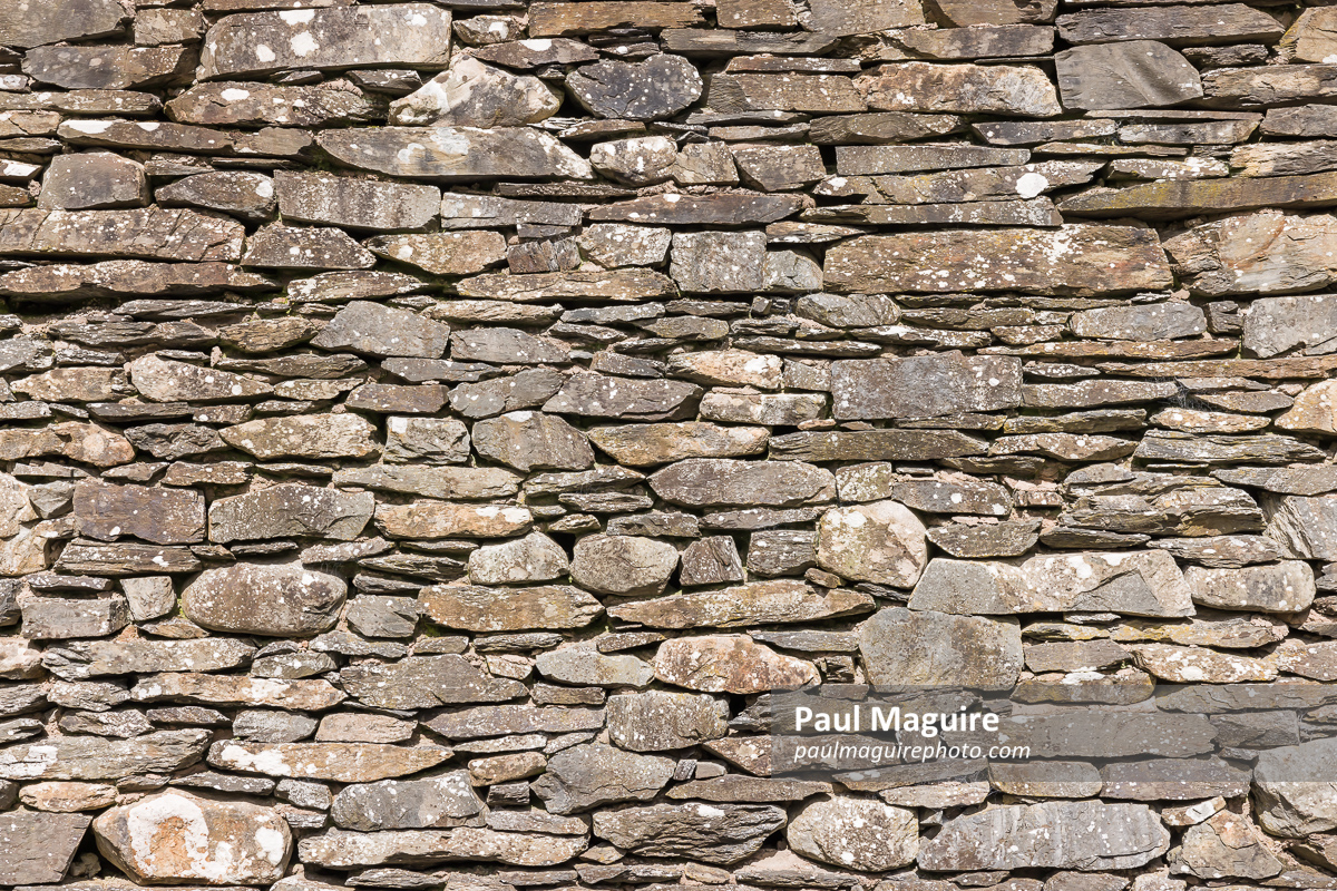 Dry stone wall detail, UK. Full frame pattern or background.